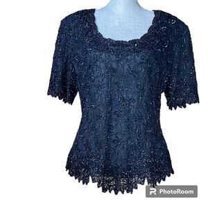 Vintage Brilliante by J.A. Beaded Blouse size 1X